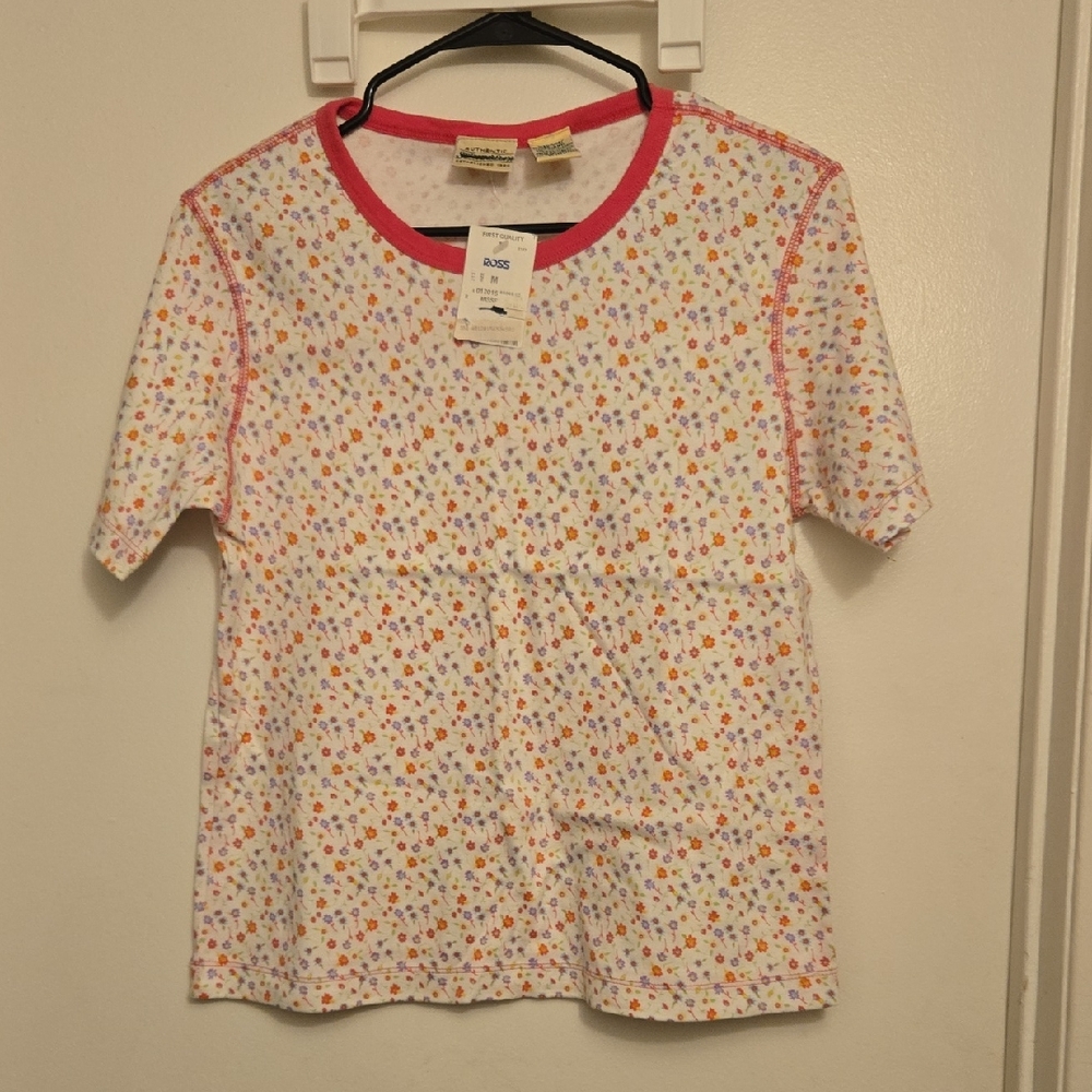St. John's Bay Kids Floral Tee - Pink and White